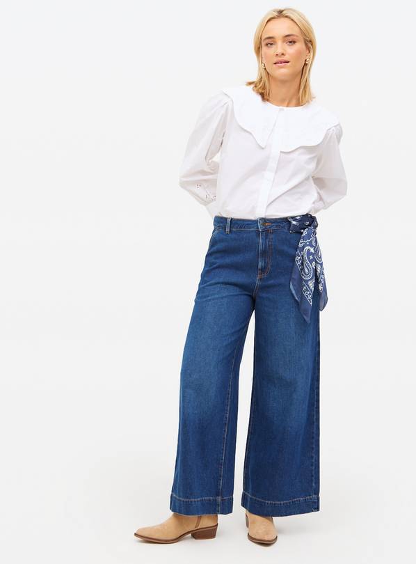 Dark Rinse Denim Ultra Wide Leg Jeans  20R